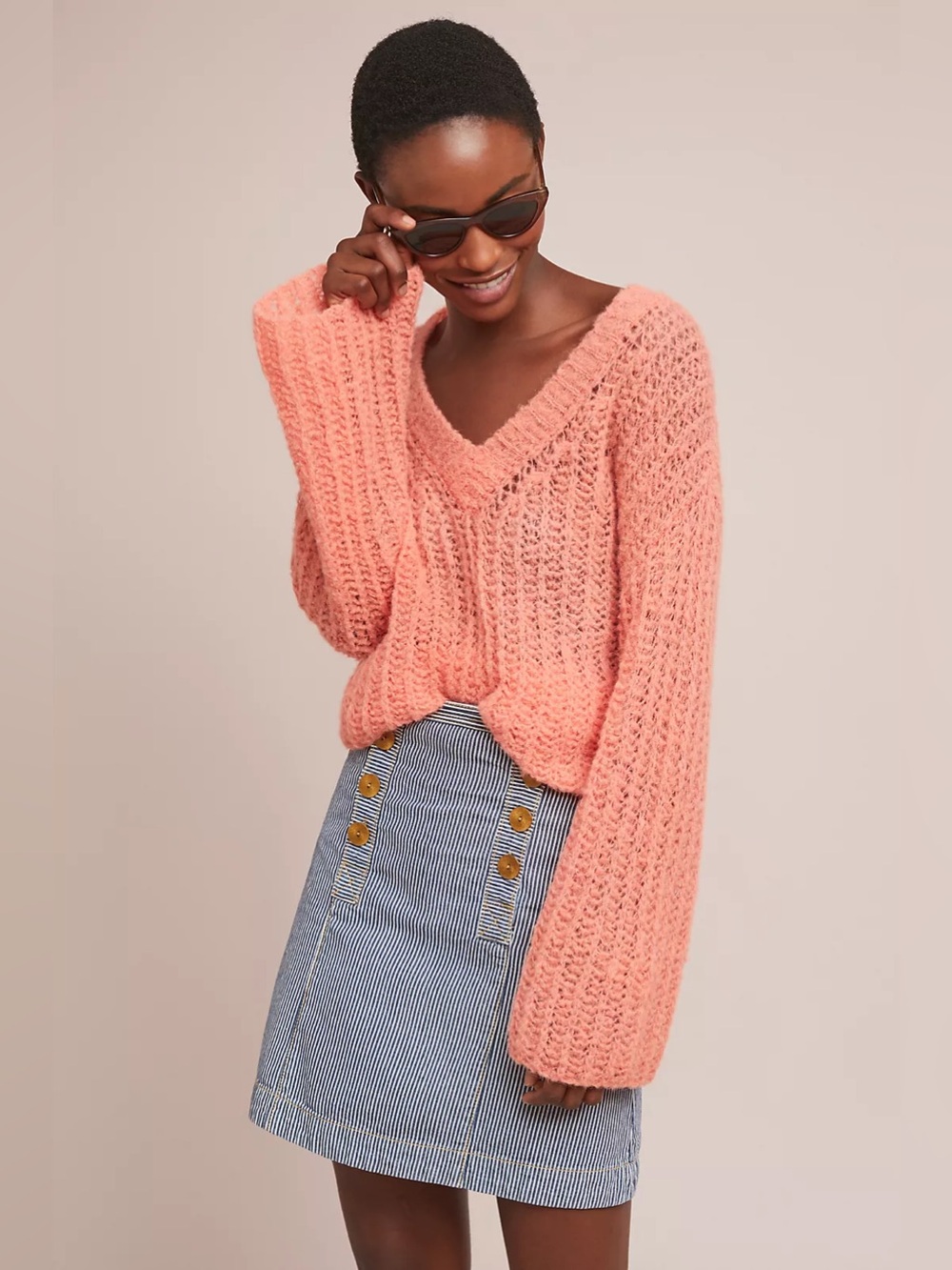 Anthropologie Pilcro | Blue Striped Denim Skirt 4